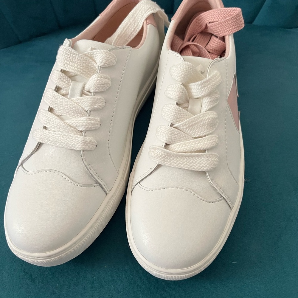 Women's White and Pink Sneakers
